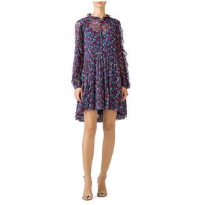The Kooples Rosa romantic blue & red floral print ruffle accents sz Large